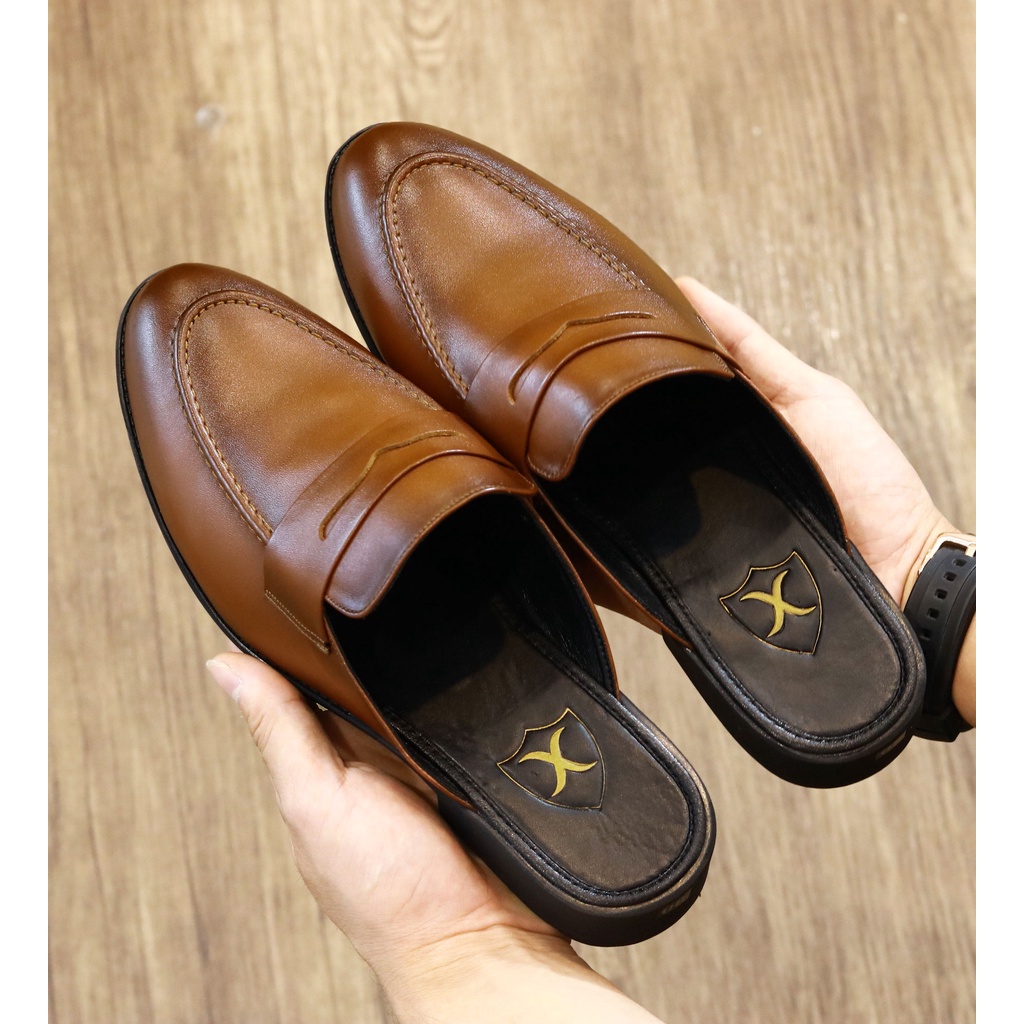 Giày Sục Nam Công Sở XOĂN SHOP Da Bò Thật Size 38 Đến 43 Màu Đen - S008