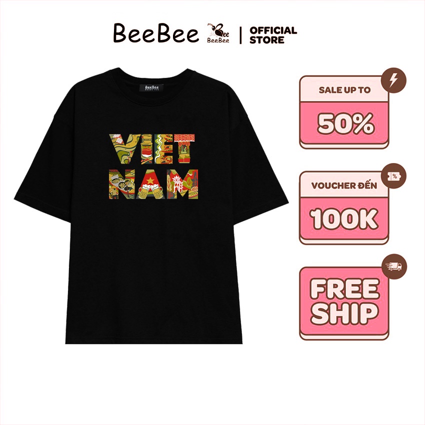 Áo Thun Unisex BEEBEE 100% Cotton in chữ VIỆT NAM- TỈNH THÀNH nghê thuật-VNNT001