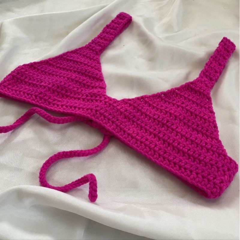 Áo Len Móc Hai Dây Bra Top Handmade Crochet