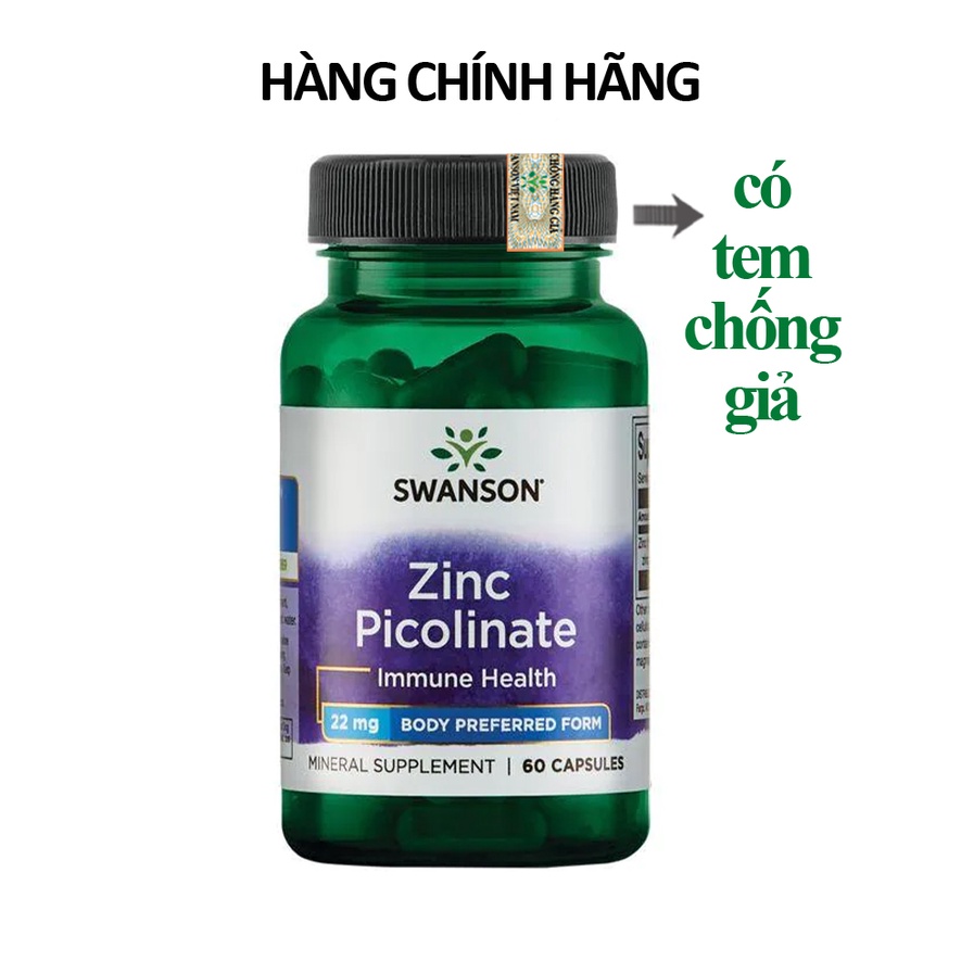 Viên bổ sung kẽm Swanson Zinc Picolinate
