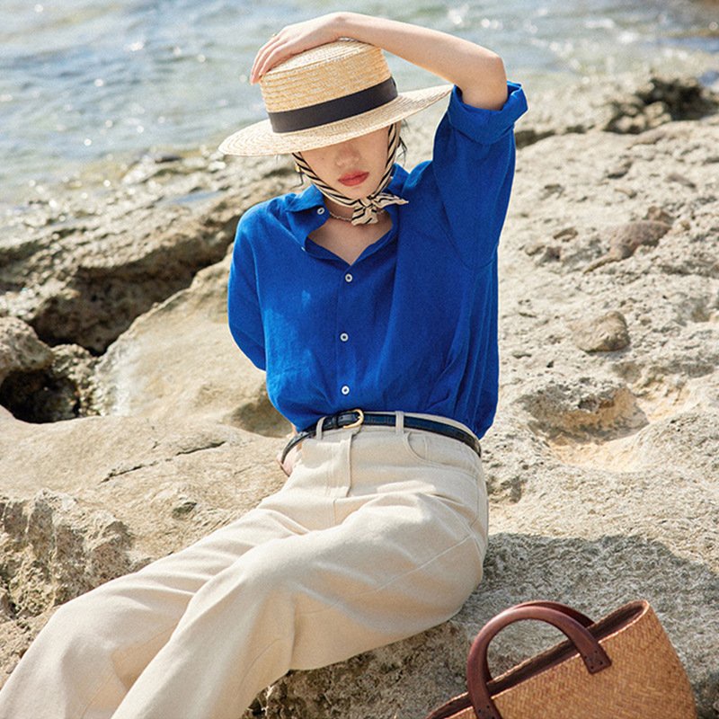(TỔNG KHO LÂM ANH CHUYÊN SỈ) Áo sơ mi công sở nữ Basic form rộng trẻ trung, chất vải Linen tưng Hàn mềm mát