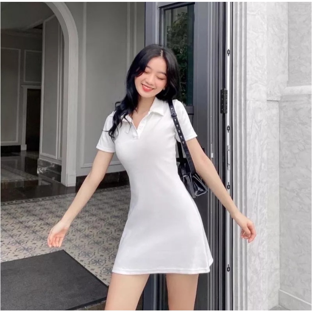 Váy body ôm trơn tối giản