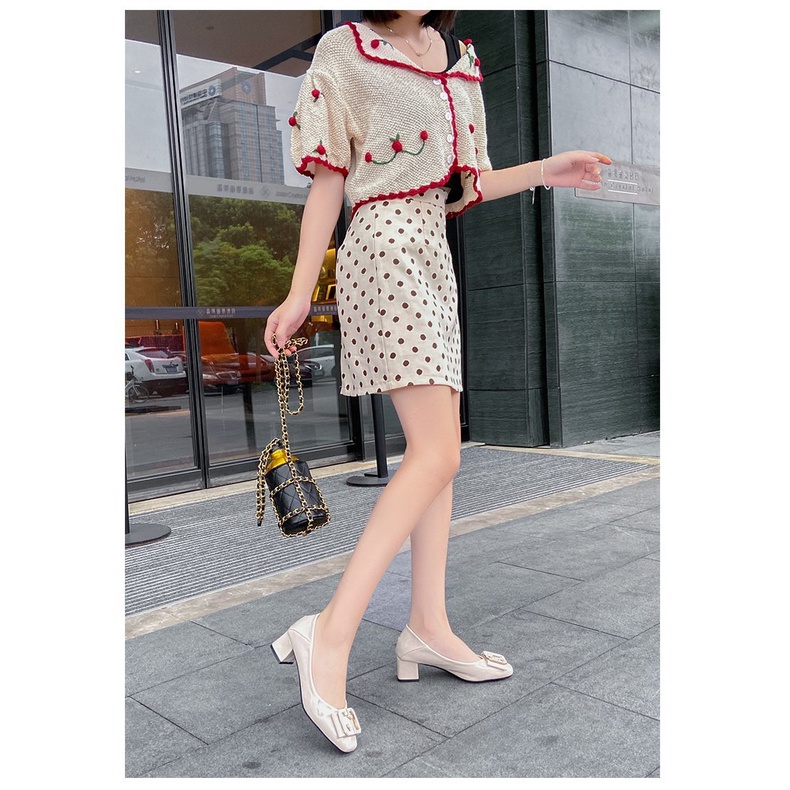 Giày big size nữ cao gót 5cm size 40 41 42 43 gót vuông mũi vuông