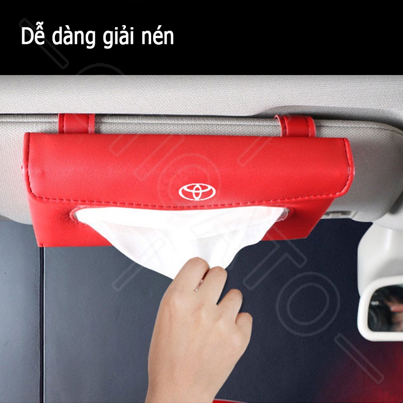 GTIOATO Tấm Che Nắng Ô Tô Hộp Đựng Khăn Giấy Ô Tô Da HộP ĐựNg GiấY TrêN Xe Ô Tô HộP ĐựNg GiấY ĂN TrêN Ô Tô HộP ĐựNg Đồ TrêN Ô Tô Phụ Kiện Xe Hơi Cho Toyota CHR Raize Corolla Cross Rush Fortuner Yaris Innova Vios Prius C Wigo
