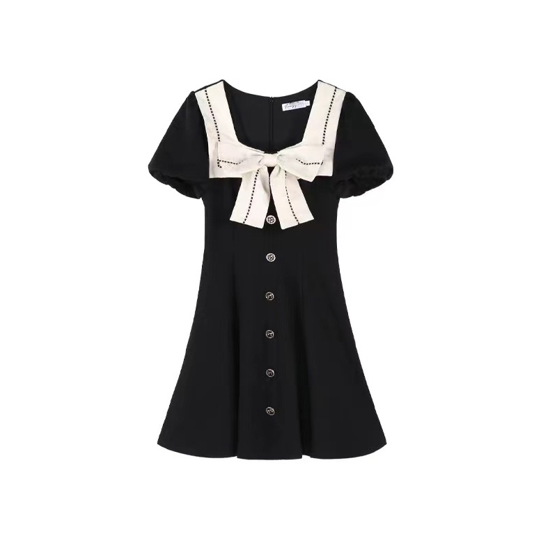 SET ĐỒ ĐÔI TÌNH NHÂN VÁY ĐẦM KIỂU NỮ VÀ ÁO THUN CỔ POLO NAM MÀU ĐEN