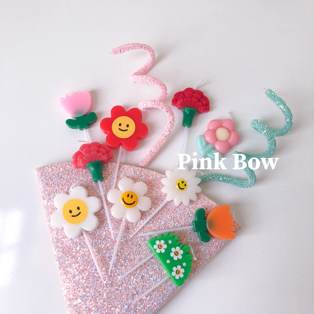 Nến sinh nhật hình bông hoa CÚC/DAISY/TULIP đủ màu