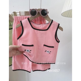 Set bộ viền ren nút lưng cho bé gái