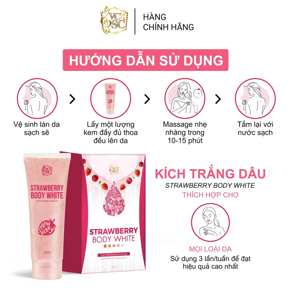 Kem Kích Trắng Body  VCSC - Tẩy tế bào chết, bật tone và làm mịn da