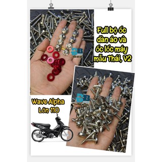 Trọn bộ ốc dàn áo + ốc lốc máy wave a lớn 110 mẫu thái inox 304