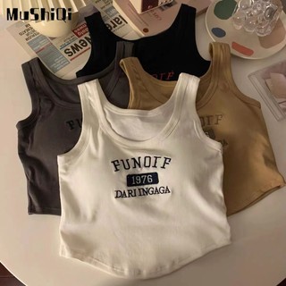 Mushiqi Áo Hai Dây Có Mút Đệm Ngực In Họa Tiết Cảm Xúc Thời Trang Dành Cho Nữ