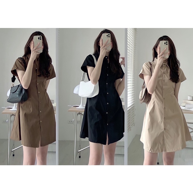 Bigsize Đầm sơ mi nhấn eo 55-95kg