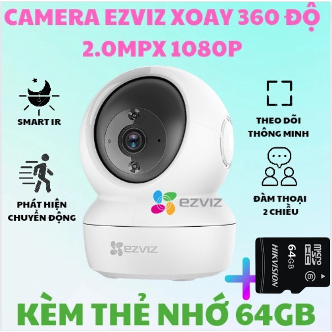 Camera wifi Ezviz C6N 1080P xoay 360 độ, theo dõi chuyển động, đàm thoại 2 chiều - Hàng chính hãng, bảo hành 2 năm