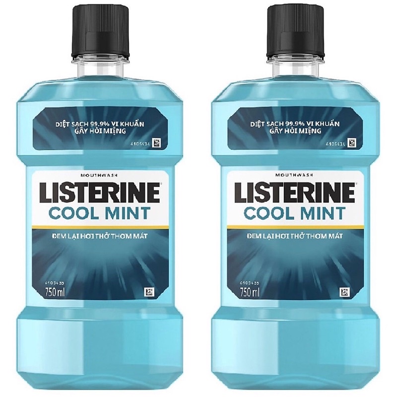 Bộ 2 chai(750mlx2) nước súc miệng diệt khuẩn giữ hơi thở thơm mát Listerine Cool Mint 750ml/chai