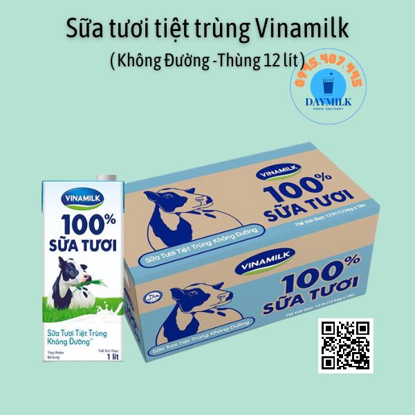 Thùng 12 hộp Sữa Tươi tiệt trùng không đường 1lit hsd 25/8/2023