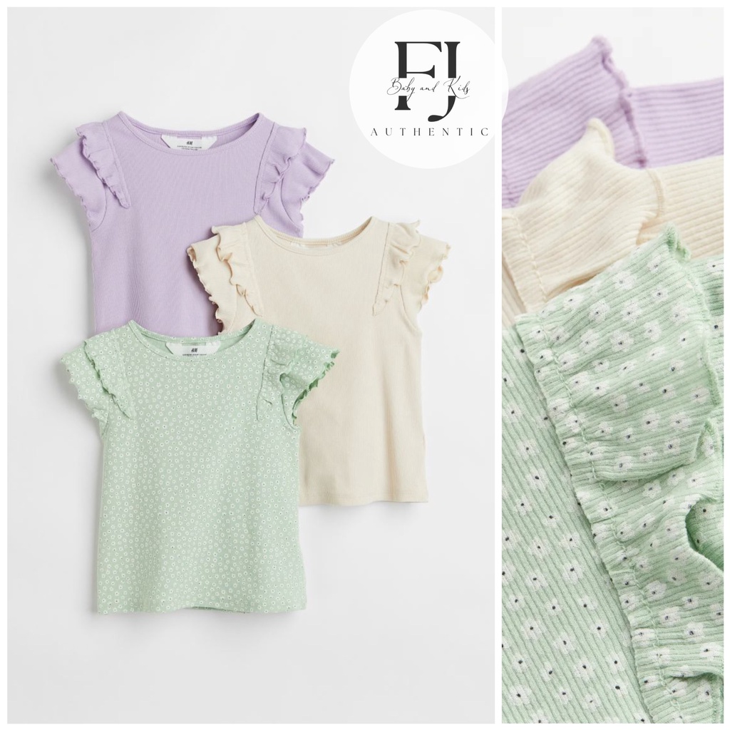 Áo thun bé gái chính hãng HM, áo thun ngắn tay cánh tiên cho bé 2-8 tuổi Auth