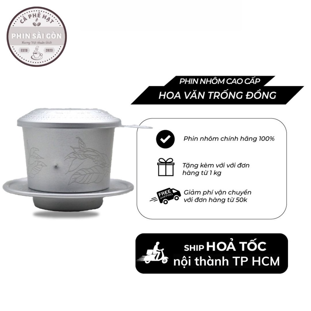 Phin Nhôm Trung Nguyên hoa văn Trống Đồng Cao Cấp. Phin chuẩn để pha cà phê ngon
