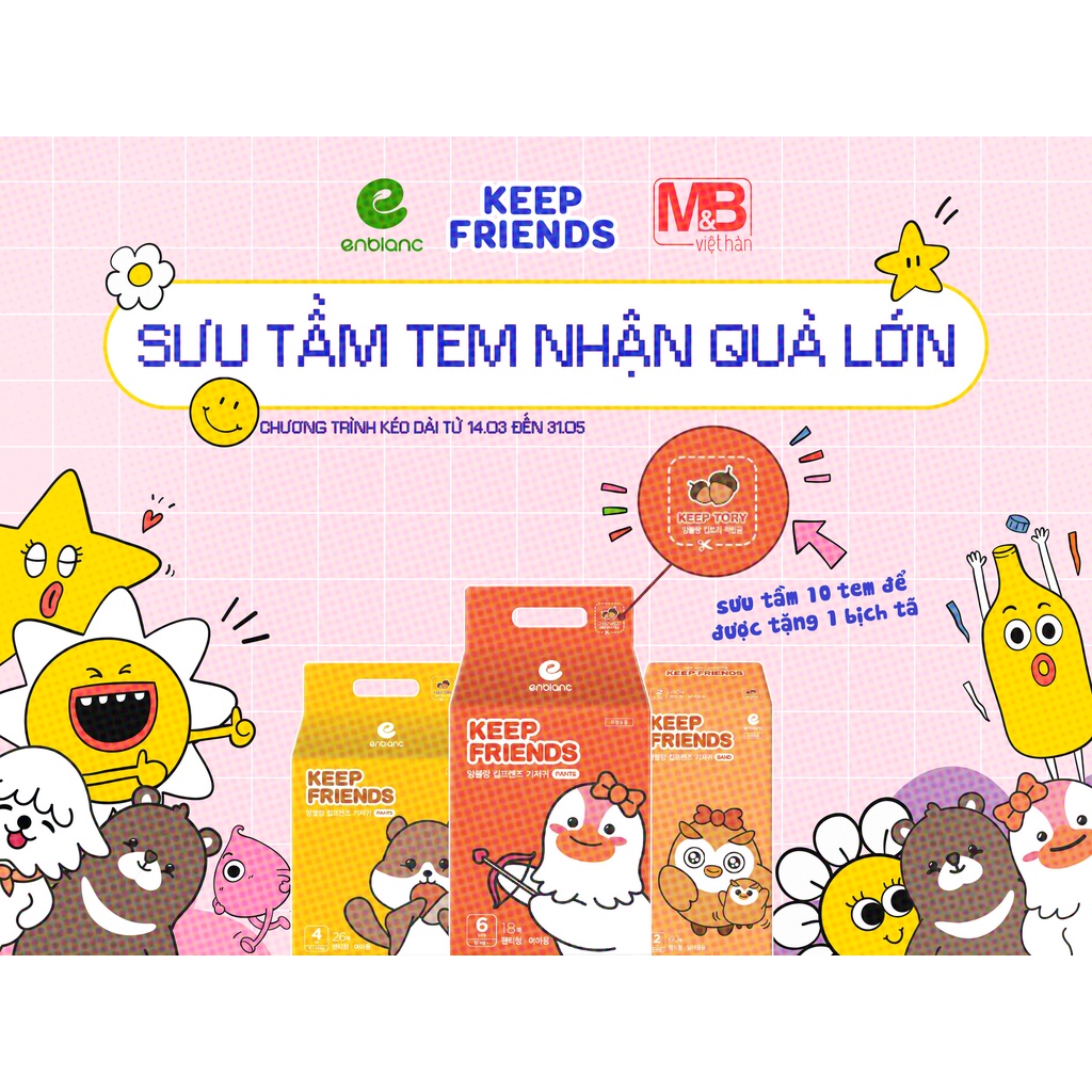 Bỉm Enblanc KEEP FRIEND nội địa Hàn quốc (mẫu mới) đủ size quần L26/XL22/XXL18