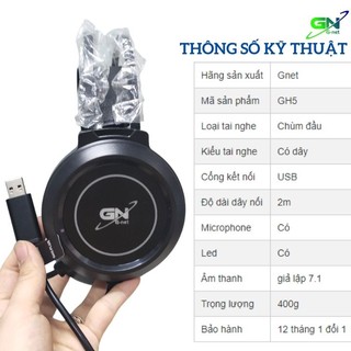 Tai nghe Gnet GH5 7.1 cổng USB led