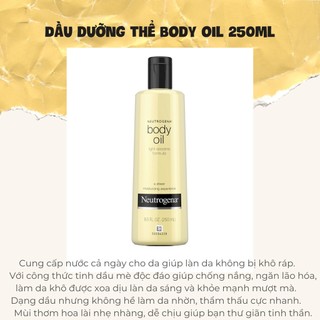   Úc - Date 2027 - có bill   Dầu dưỡng thể body massage  Neutrogena Body Oil Light Sesame Formula hương hoa lài nhẹ nhàng 