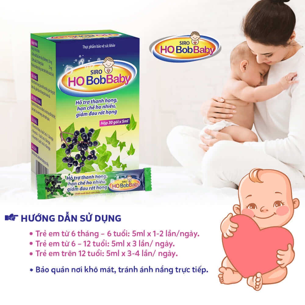 Siro Ho BobBaby Dân Khang Hỗ Trợ Thanh Họng Giảm Đau Rát Do Ho