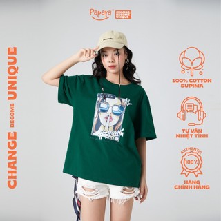 Áo Thun Tay Lỡ Nữ Papaya Queen Form Rộng Cotton Phông Nữ Oversize Local Brand In Hình
