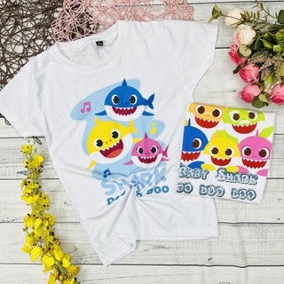  Áo thun trắng trẻ em Baby Shark đáng yêu thun mềm mịn từ 10kg - 60kg 