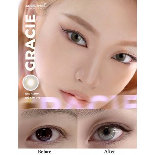 (RẺ VÔ ĐỊCH) Kính Áp Tròng/ Lens mắt đeo 1 ngày có màu Nâu Brownie & Xám Gracie 24h không cần dùng nước ngâm