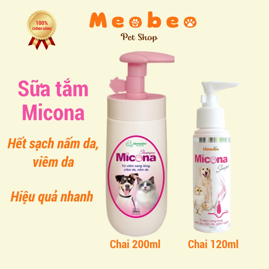 Sữa tắm Micona ngừa Nấm da, nang lông, làm mượt lông Chó Mèo