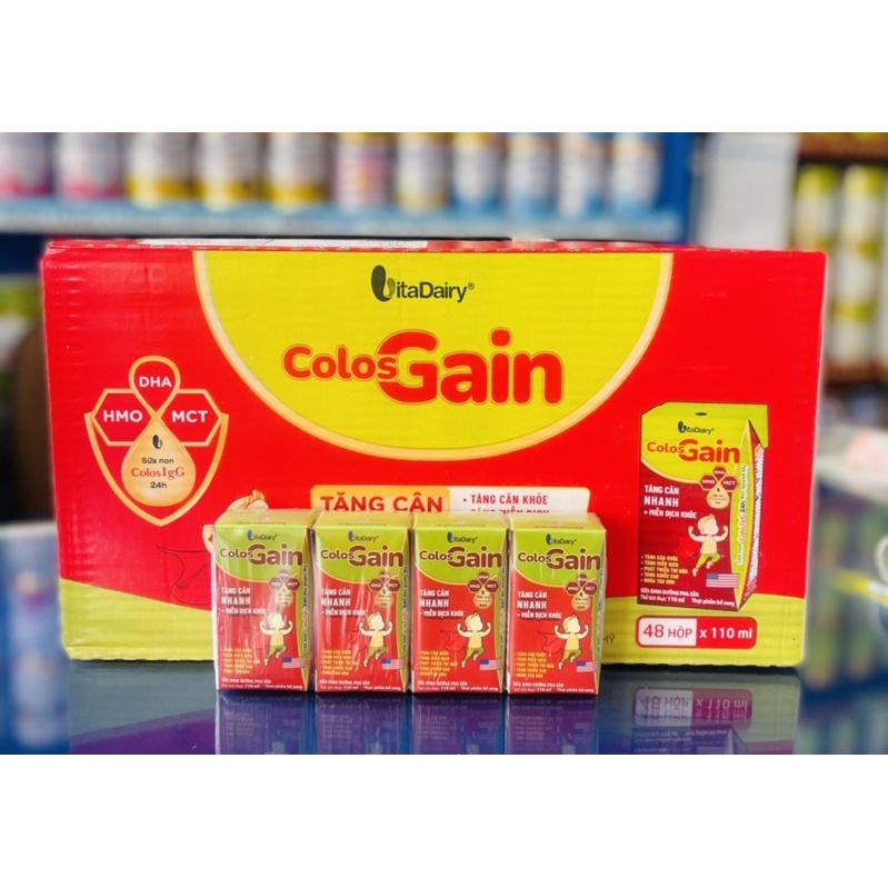 Thùng sữa bột pha sẵn Colos Gain 110ml (48 Hộp ) Date mới
