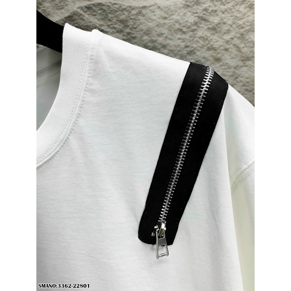 Áo thun nam cổ tròn phối khóa kéo, chất vãi cotton mềm mịn