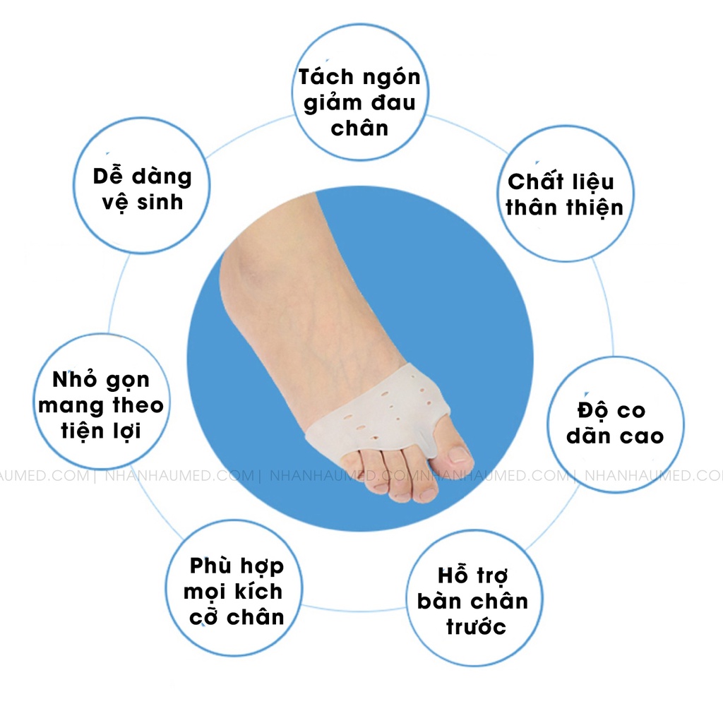 Miếng Lót Bàn Chân Trước Silicon Màu Trắng Giúp Giảm Đau Chân