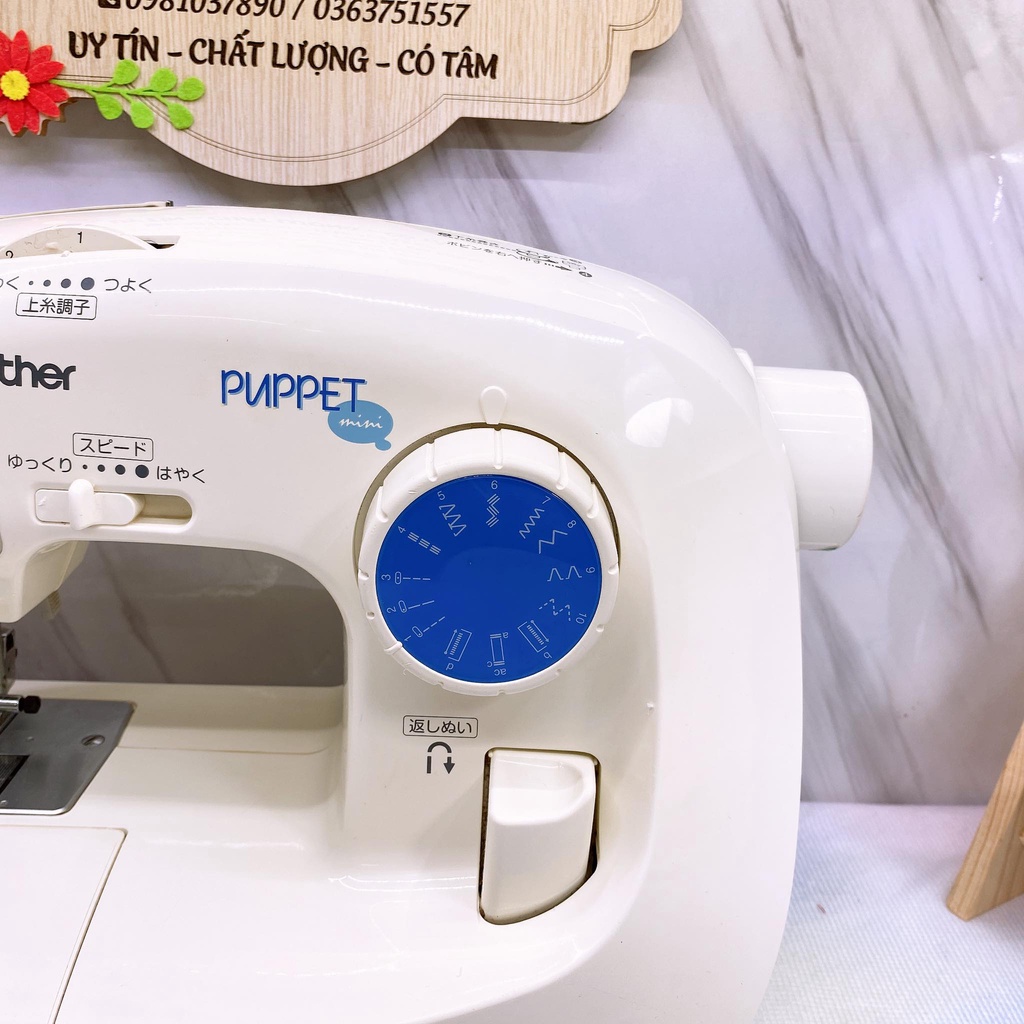 Máy May Brother Đời Mới Dáng Cong Pupet - Chức Năng Cơ Bản - Không Kén Vải - BH 1 Năm