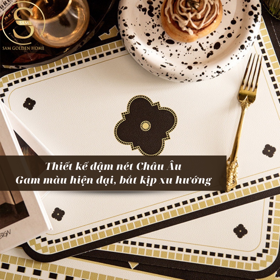 Placemat Lót Bàn Ăn Clubs Sang Trọng Cao Cấp Viền Tròn Phong Cách Phương Tây
