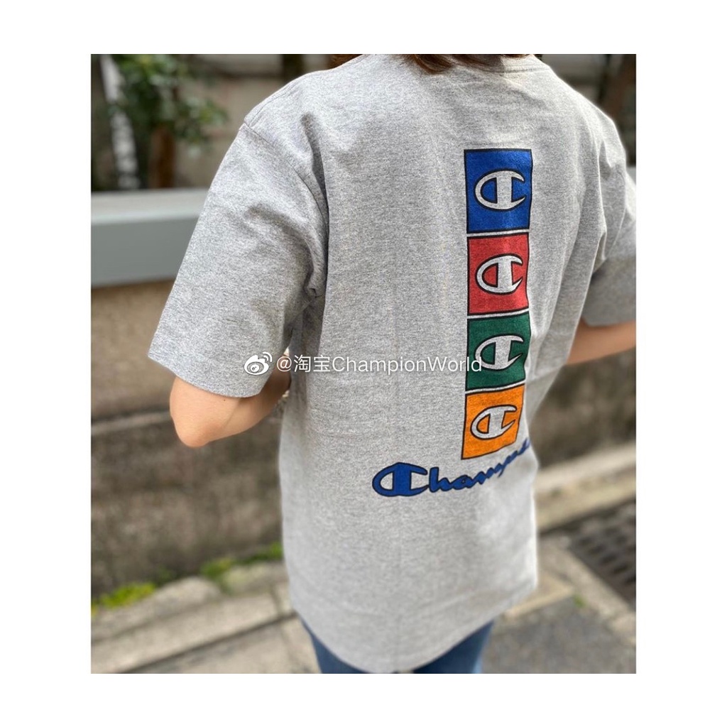 Áo Thun Tay Ngắn In Chữ Champion Màu Cầu Vồng Kiểu Nhật Bản Thời Trang 20SS Cho Nam Và Nữ