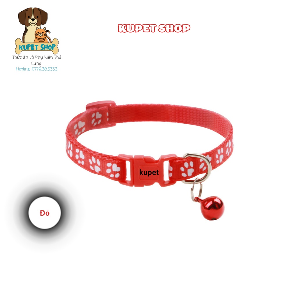 Vòng Cổ Cho Chó Mèo Chuông Bấm In Hình Dấu Chân - KUPETSHOP