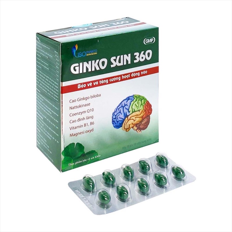Hoạt huyết dưỡng não Ginko Sun 360 Hộp 100 viên nang mềm