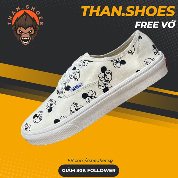 Giày Vans Era Disney Mickey Mouse Trắng, Vans Mickey Trắng - Than.Shoes