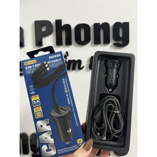 Bộ tẩu sạc xe hơi + cáp sạc 3 đầu remax rcc236