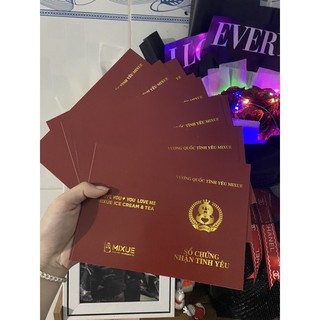 sổ chứng nhận tình yêu Mixue