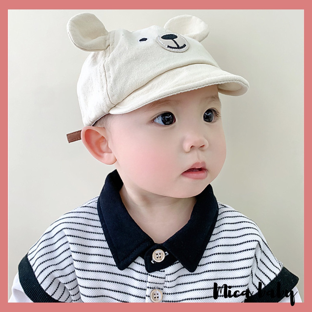 Mũ lưỡi trai trẻ em hình mặt cún chất kaki có nấc điều chỉnh đáng yêu cho bé MH230 Mica baby