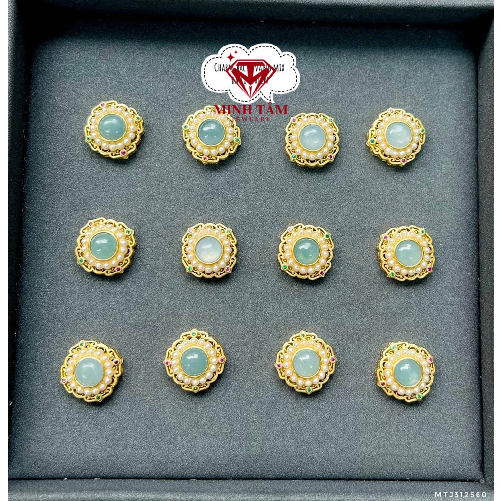 Charm bạc xi vàng mix đá thiên nhiên MTJ