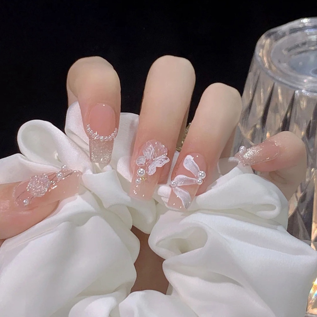 Bộ 24 Móng Tay Giả Mờ Kèm Keo Dán Chất Lượng Cao