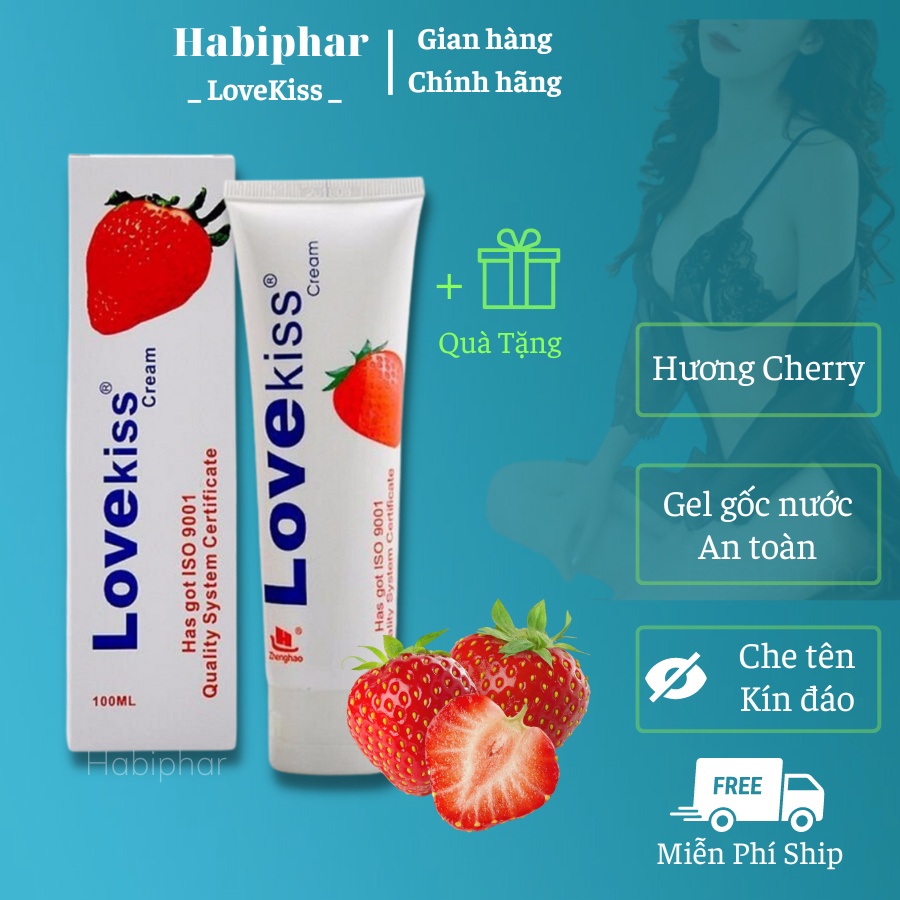 Gel Bôi Trơn Gốc Nước Hương Dâu Tây Love Kiss 100ml Tuýp Lớn Thơm Ngọt Tăng Khoái Cảm - Habiphar
