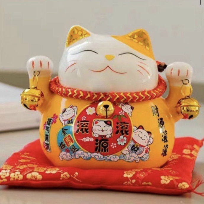 Mèo Thần Tài Mini - Mèo Thần Tài Tiết Kiệm Trang Trí Bàn Làm Việc , Taplo Xe Hơi , Bàn Thờ Ông Địa Shopcuabe68