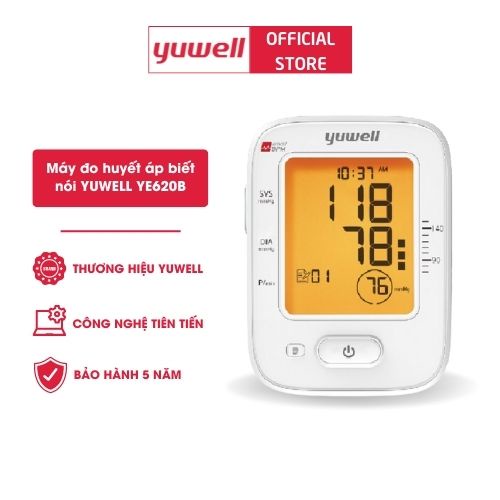 Máy đo huyết áp điện tử bắp tay chính hãng YUWELL YE620B [Nhập khẩu chính hãng - Bảo hành 5 năm]