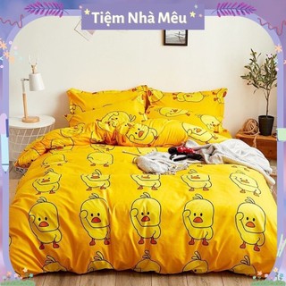 ( ẢNH THẬT )Bộ Chăn Ga Gối Cotton 3D Set 4 Món 2 Vỏ gối ,drap , vỏ chăn Chú Gà Vàng Cute Bền Bỉ Tiệm Nhà Mêu