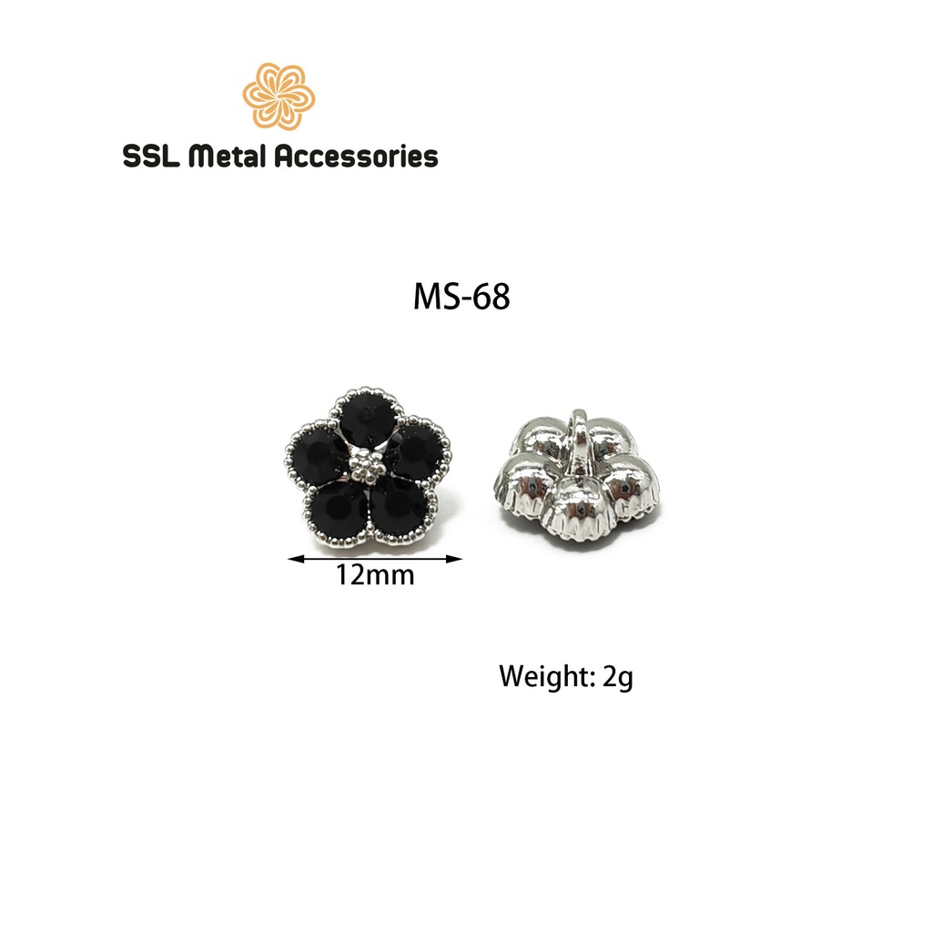 Cúc áo kim loại thời trang mới cao cấp màu đen cho áo vest, sơ mi, áo dạ MS-68 12mm (1 nút)