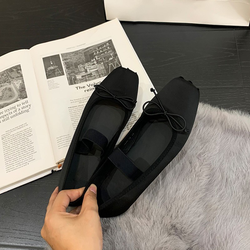 Giày Múa Ba Lê Đế Phẳng Quai Dây Satin Phong Cách Retro Mùa Hè Mới 2023 Dành Cho Bạn Nữ