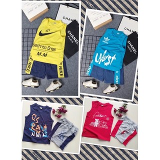 20-38kg Bộ thun coton sát nách quần đùi bé trai size đại
