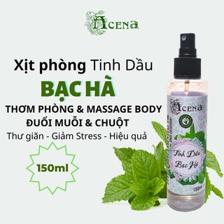 Chai xịt tinh dầu bạc hà acena 150ml khử mùi hôi phòng, massage body